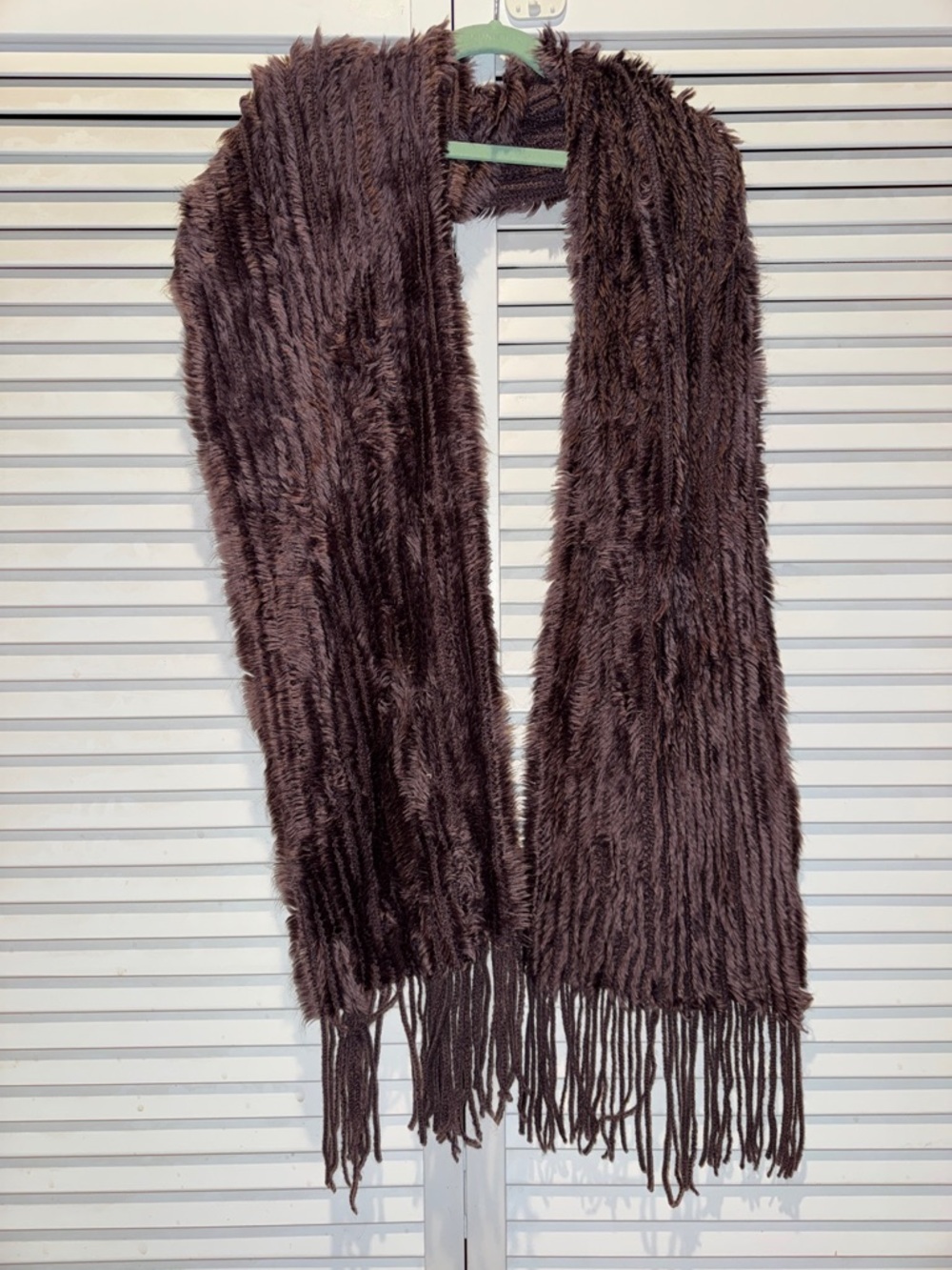 Cozy Faux Fur Fringe Scarf - Plum